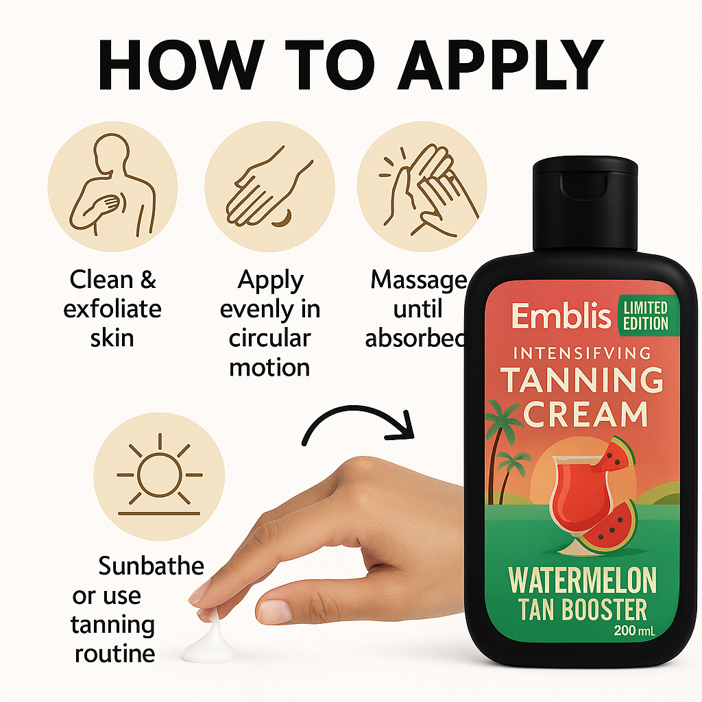 Emblis Watermelon Tan Booster – Intensifying Tanning Cream (200ml)